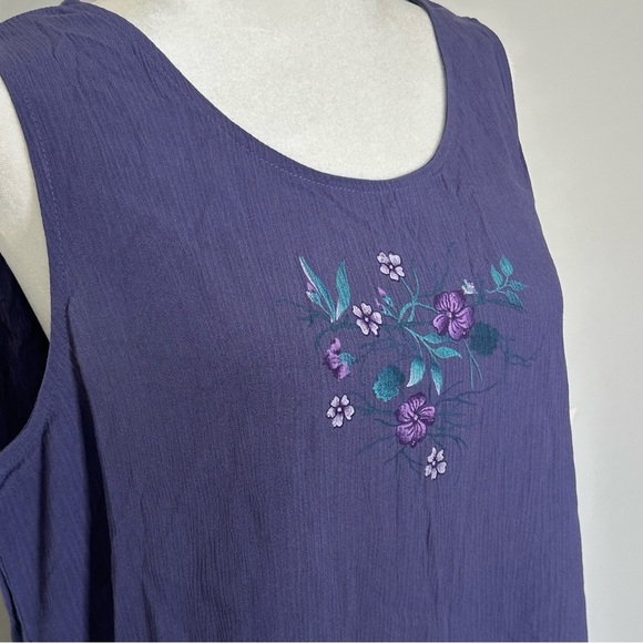 Southern Lady Purple Textured Tank Top with Floral Detail SZ 14 NWT - Picture 6 of 6
